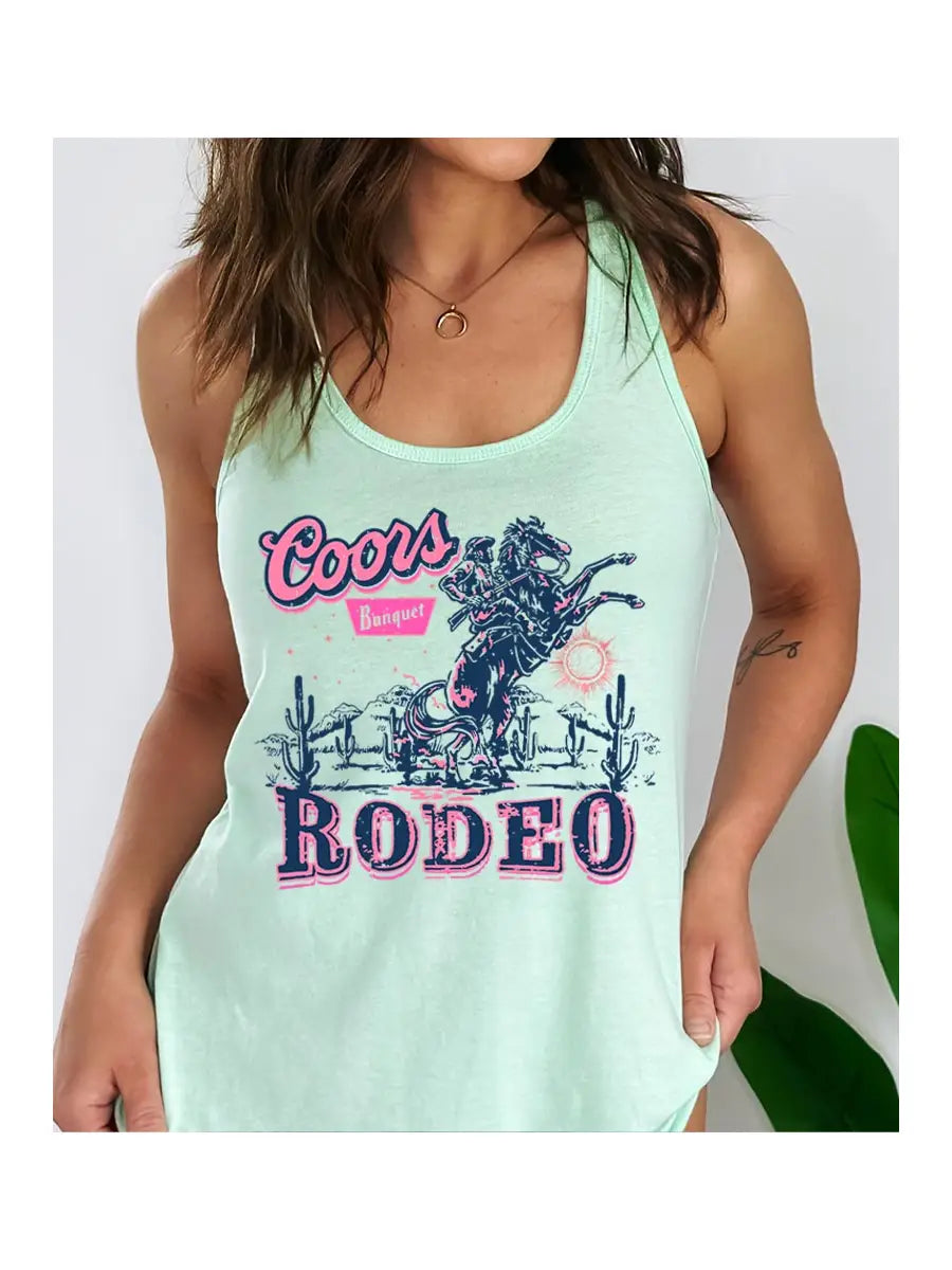 Coors Rodeo Western Graphic Racerback Tank Top