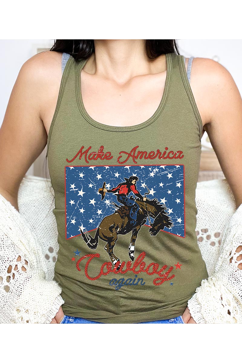 Make America Cowboy Again Racerback Tank