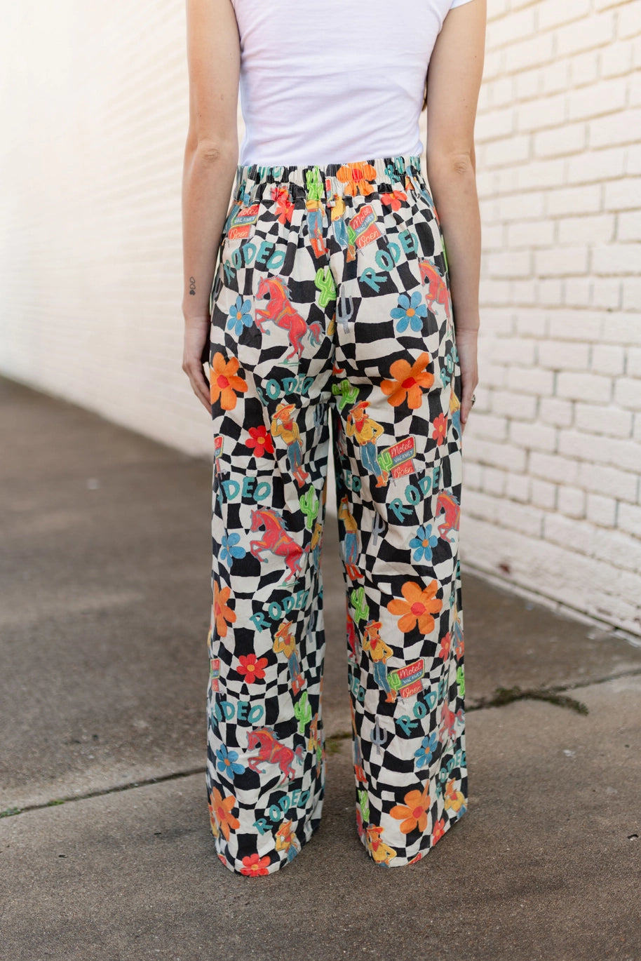 Retro Neon Cowboy Check Pants
