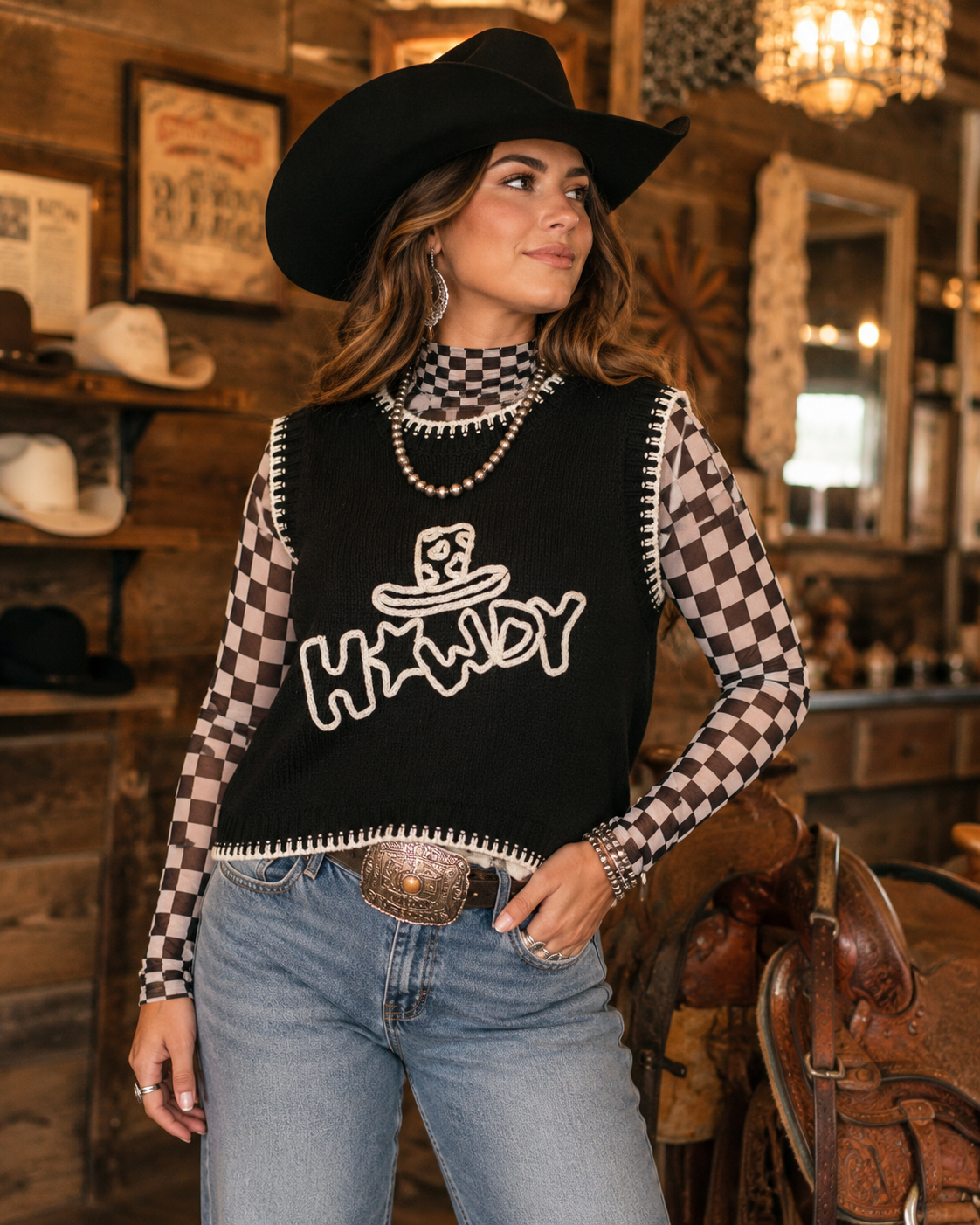 Howdy Hat Sweater Vest by Turquoise Haven