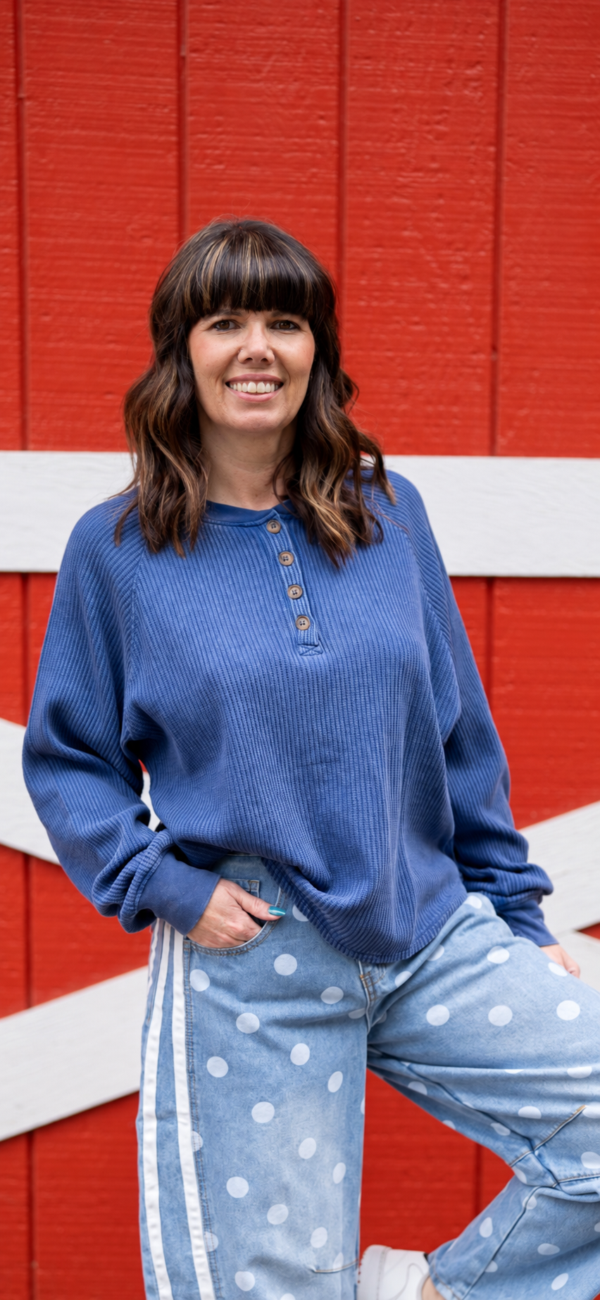Waffle Knit Classic Henley Top