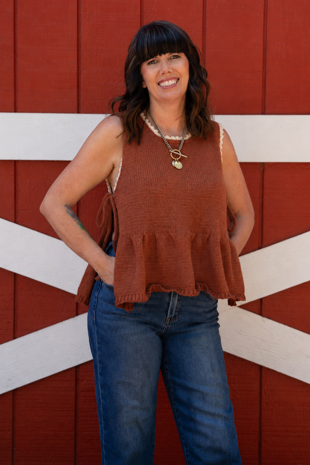 All Tied Up Rust Sweater Vest