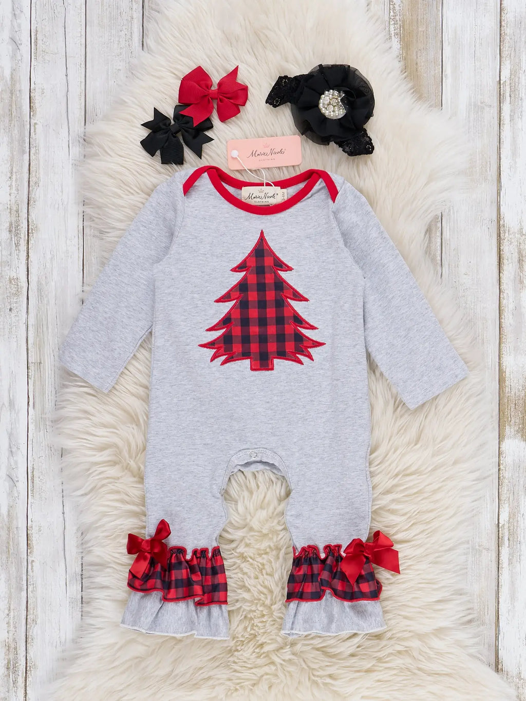 Christmas Tree Spark Ruffle Romper
