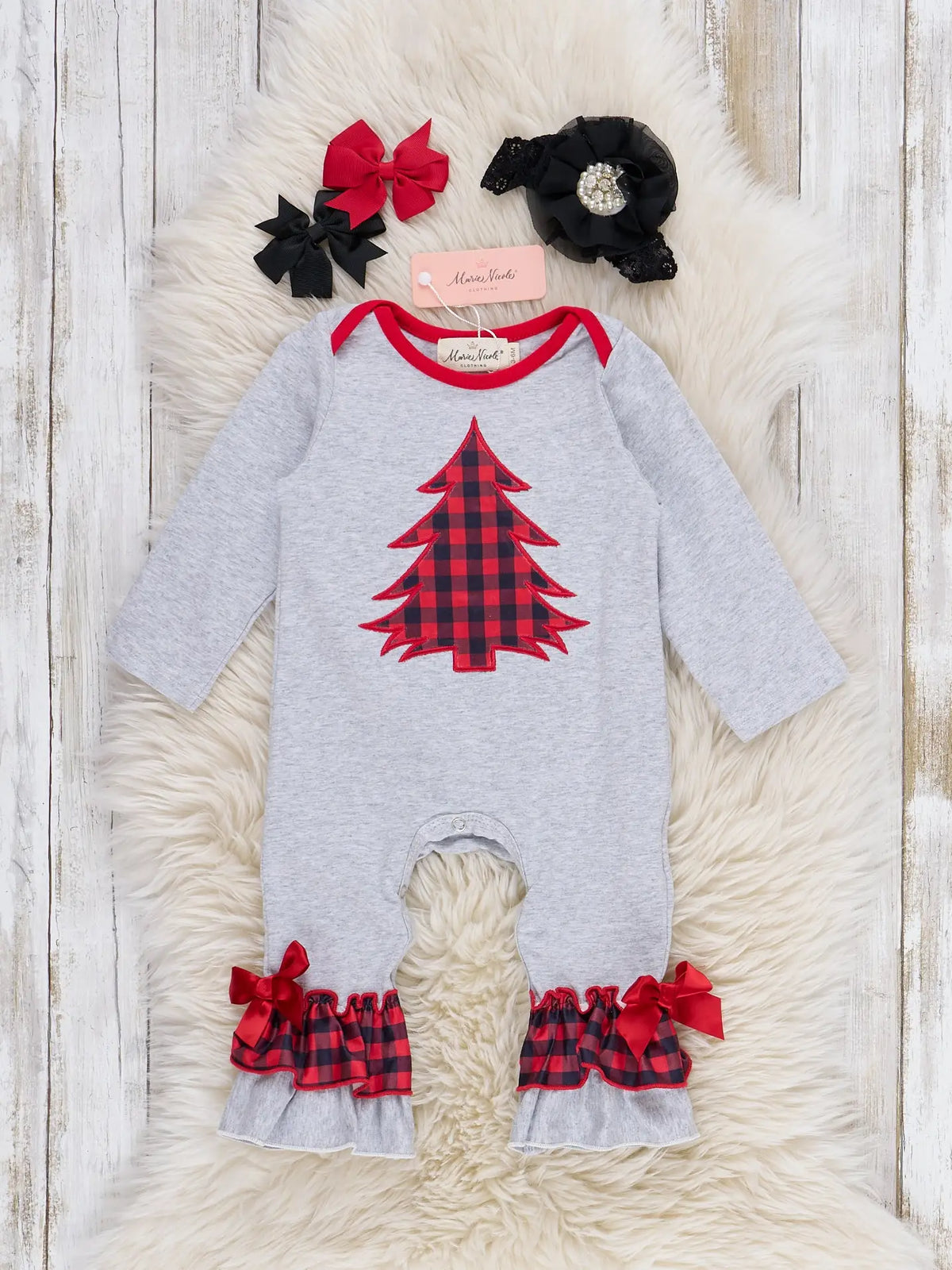 Christmas Tree Spark Ruffle Romper