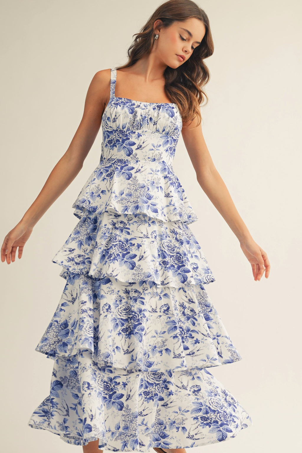 Porcelain Sky Maxi Dress - Black and White