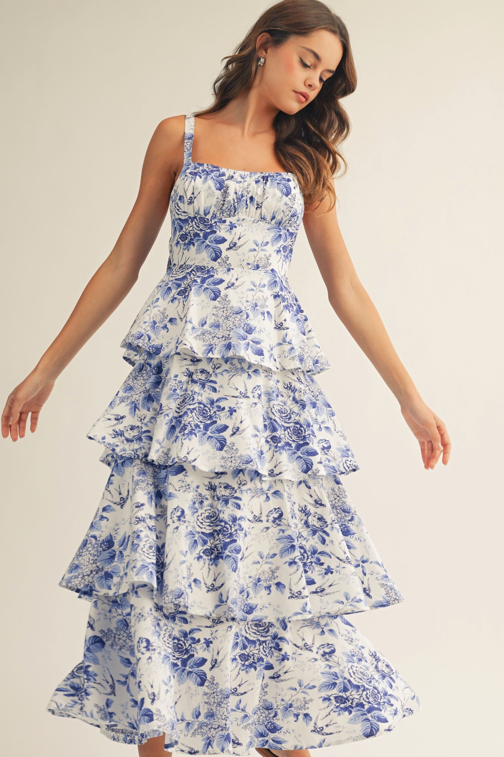 Porcelain Sky Maxi Dress - Black and White