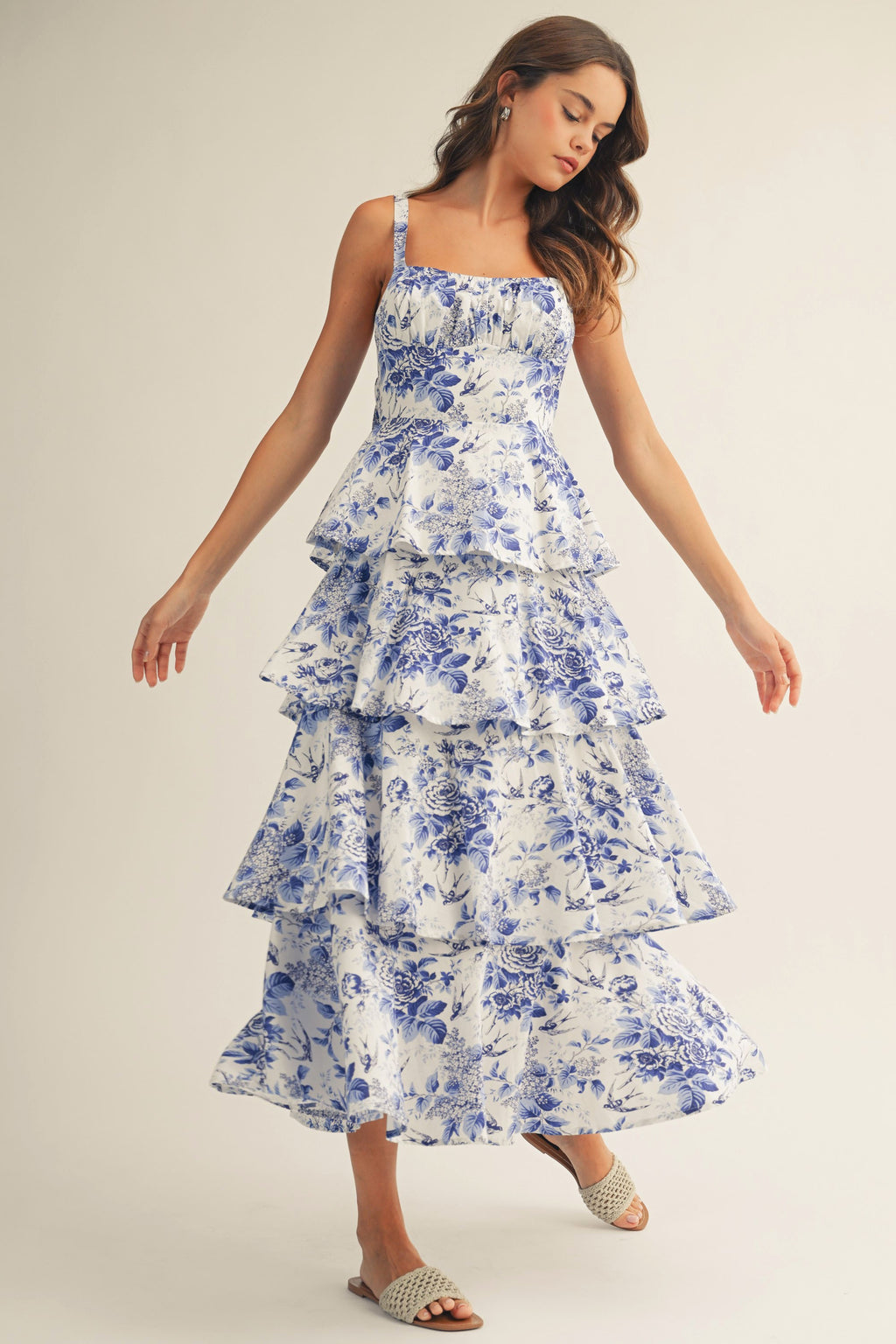 Porcelain Sky Maxi Dress - Black and White