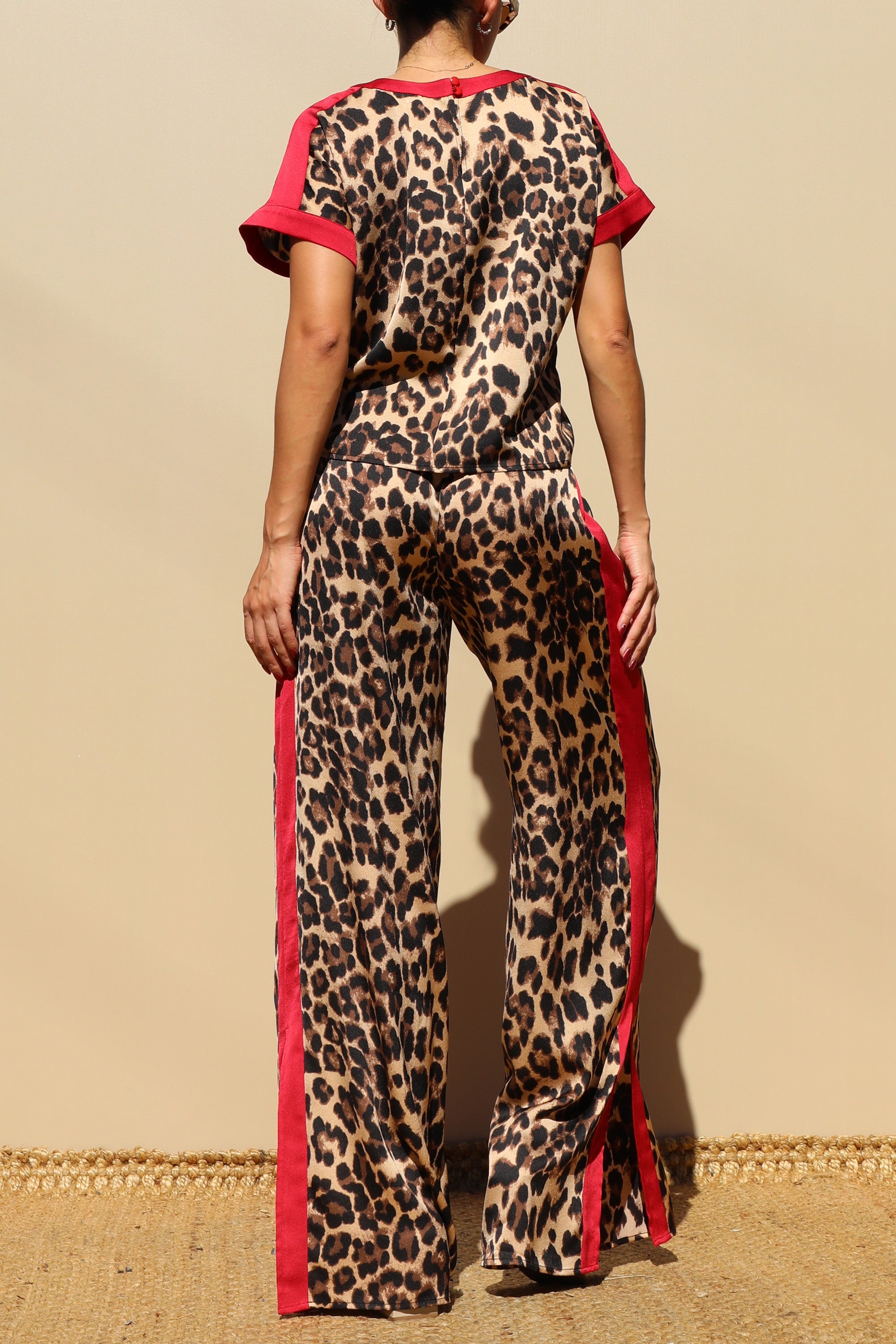 Leopard Loose Fit Satin Pant Set