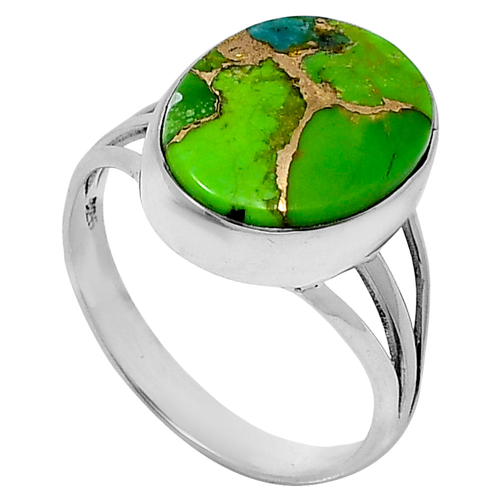 Premium Blue Turquoise In Green Mohave - USA Ring size-10 R-1003 29-ER11437-1