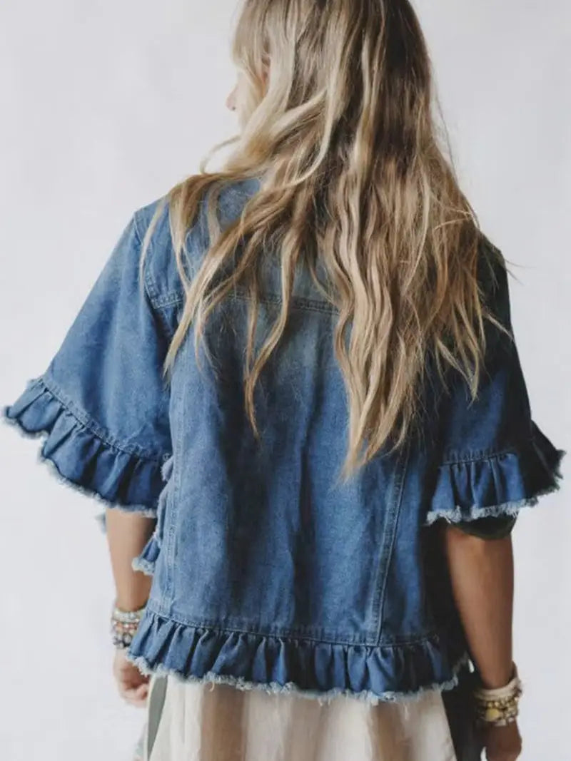 Frayed Hem Denim Jacket