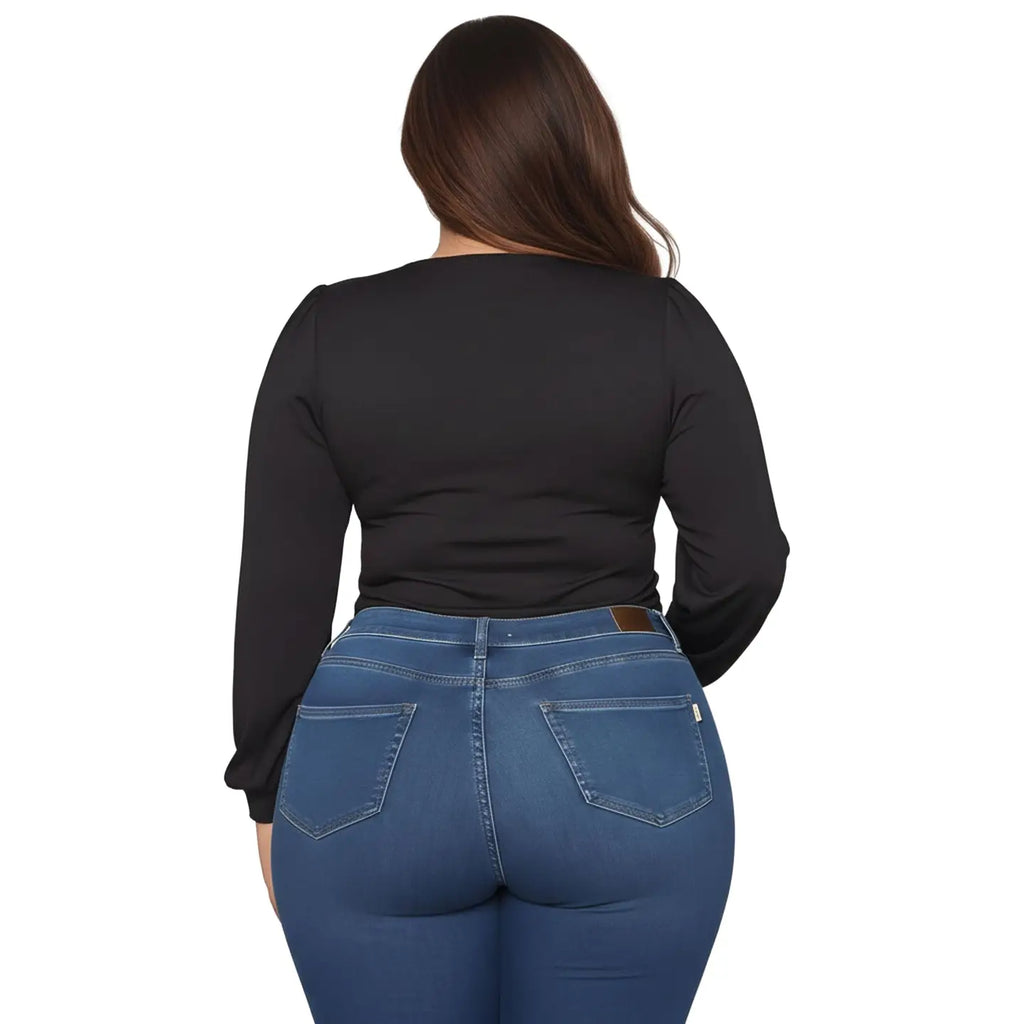 Plus Size Women's Ribbed Funnel Bodysuit