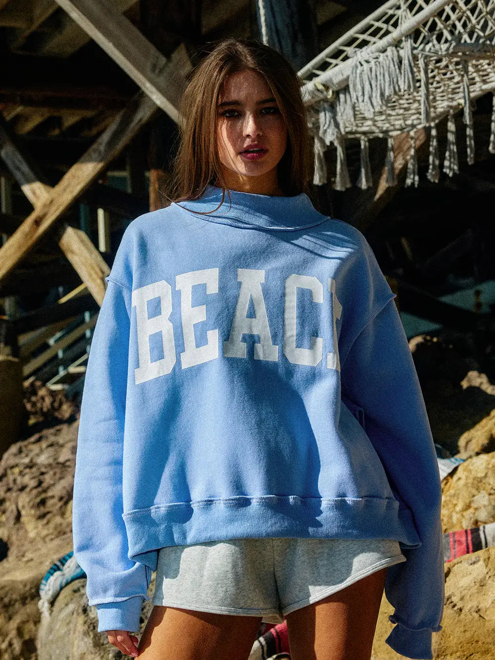 Beach/Lake Reversible Mock Neck Sweatshirt