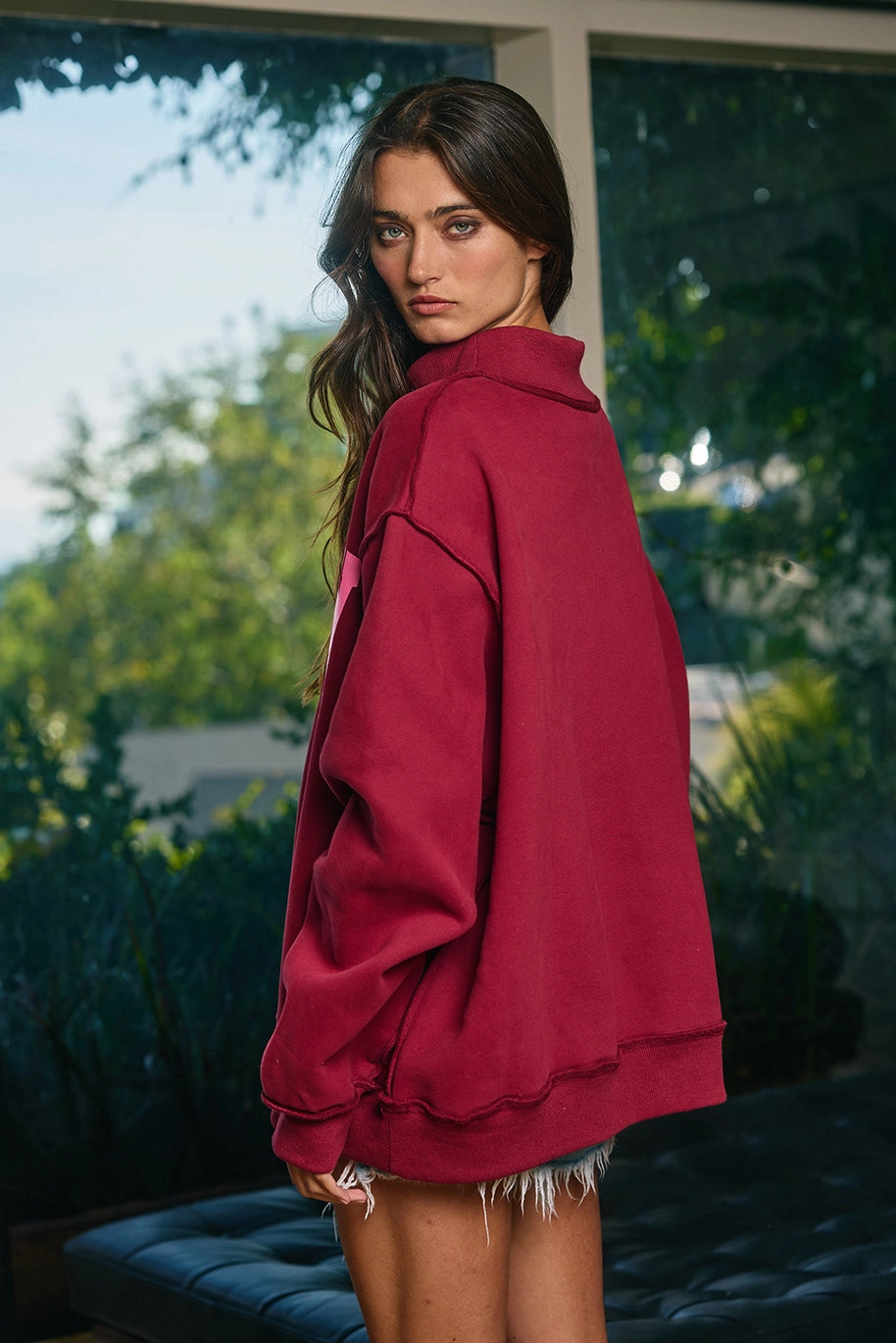 Dilly Dally Fleece Mock Neck Sweatshirt