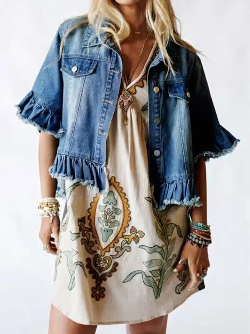 Frayed Hem Denim Jacket