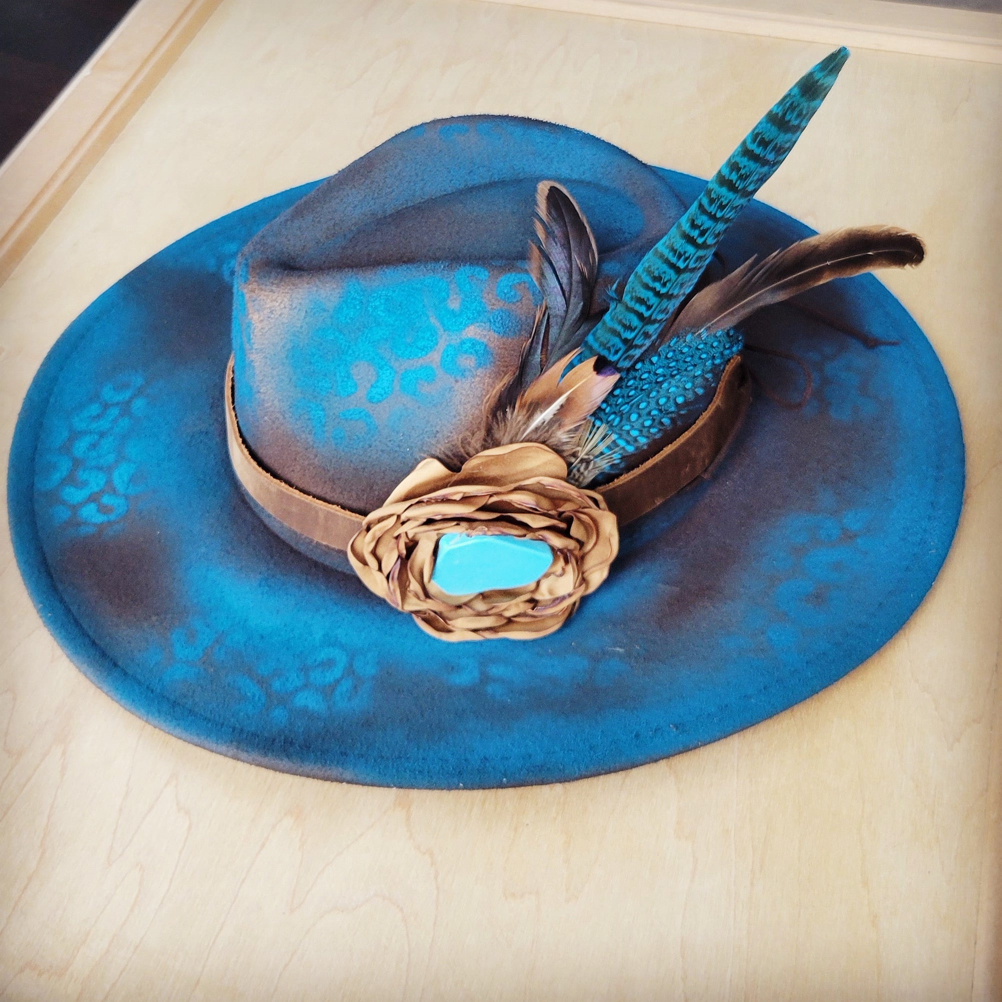 CUSTOM Hand-Painted Cowgirl Western Boho Hat A112