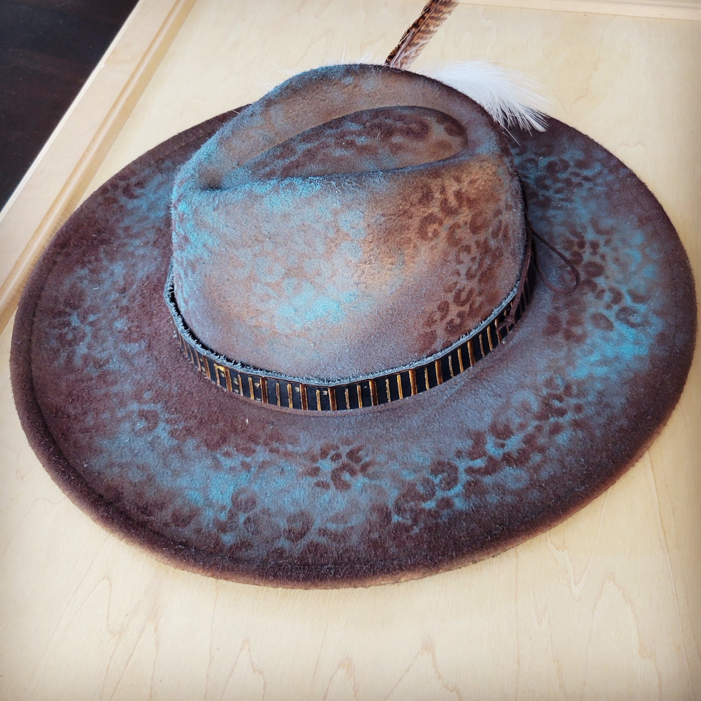 CUSTOM Hand-Painted Cowgirl Western Boho Hat A108