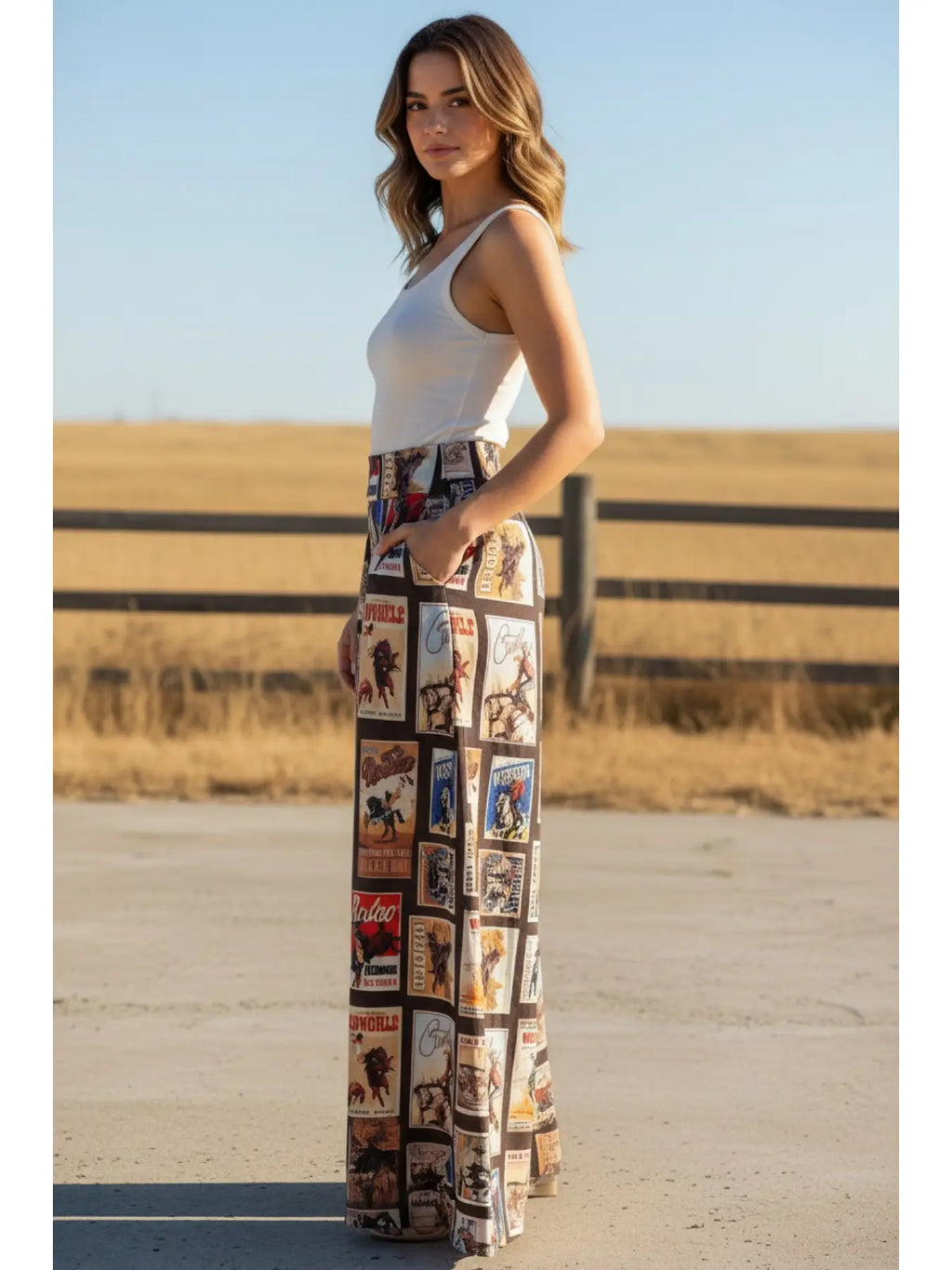 Rodeo Poster Collage Swing Pants