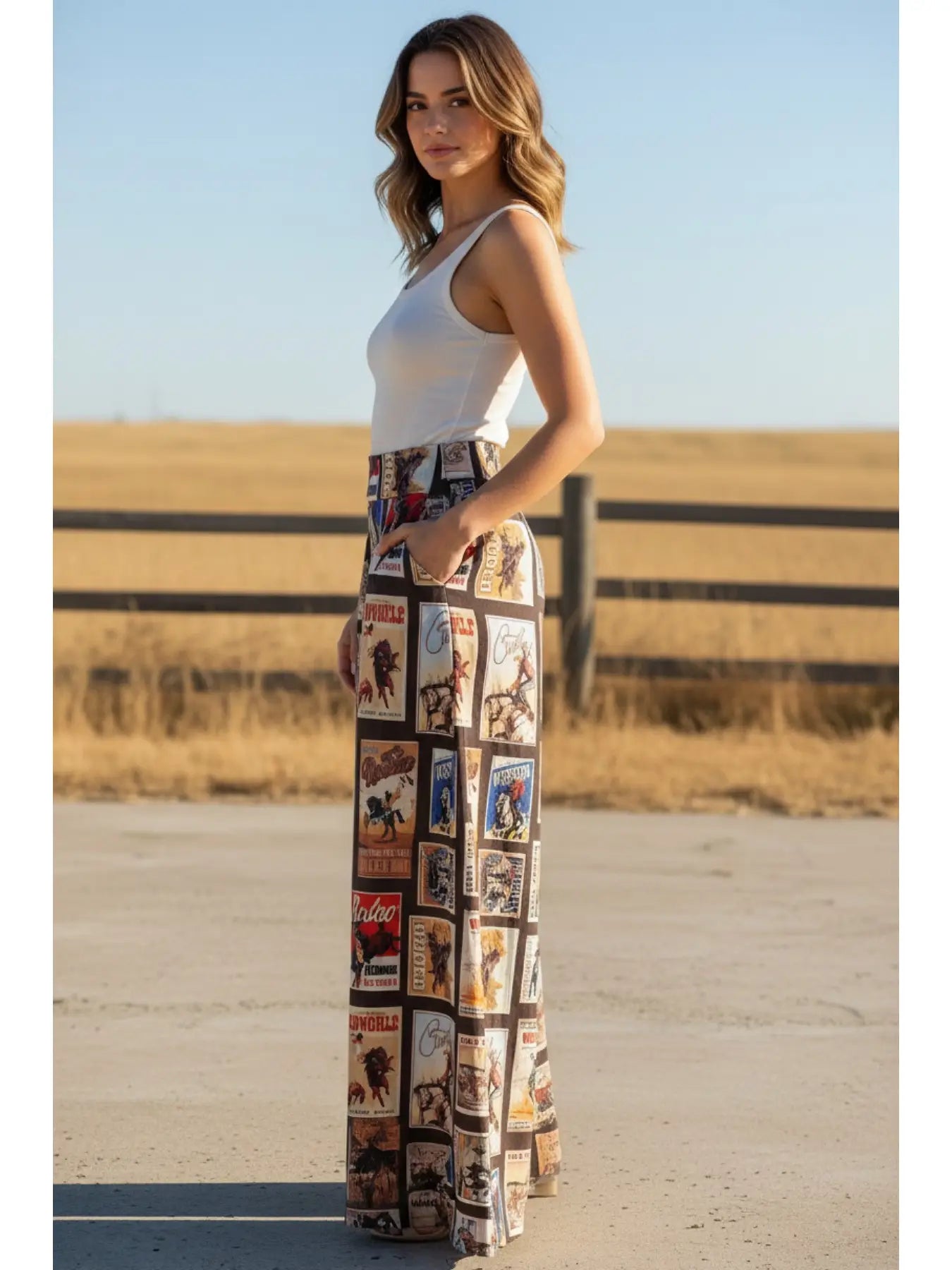 Rodeo Poster Collage Swing Pants