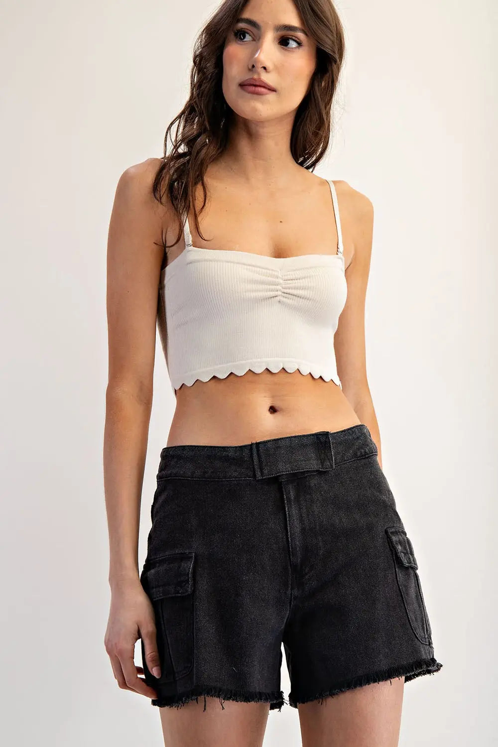 100% Cotton Mineral Washed Denim Shorts