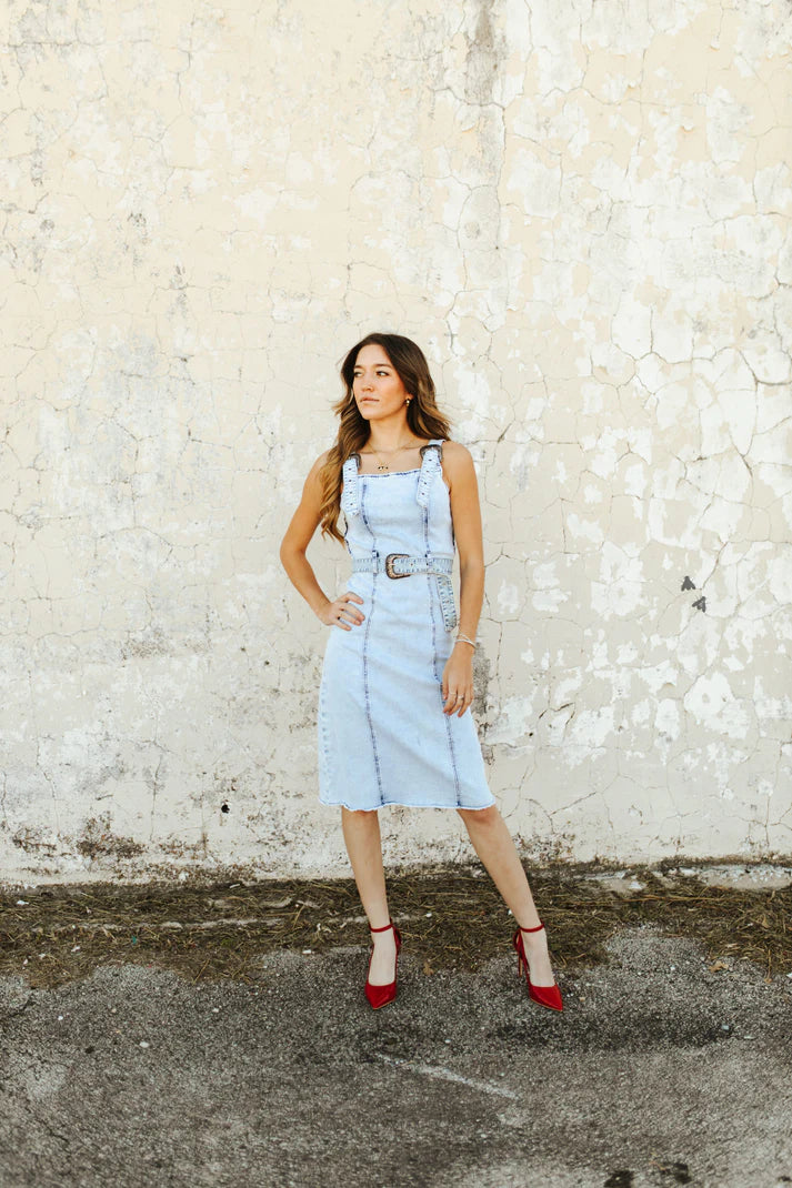 Buckle Up Blues Denim Dress