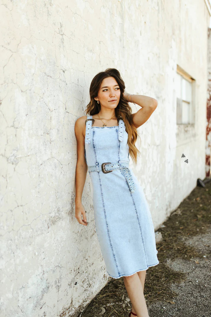 Buckle Up Blues Denim Dress