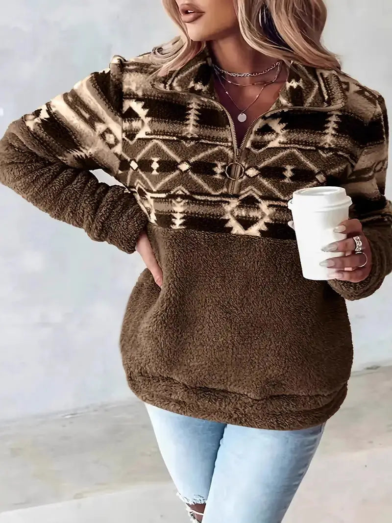 Tribal Fleece Half Zip Pullover Sweater
