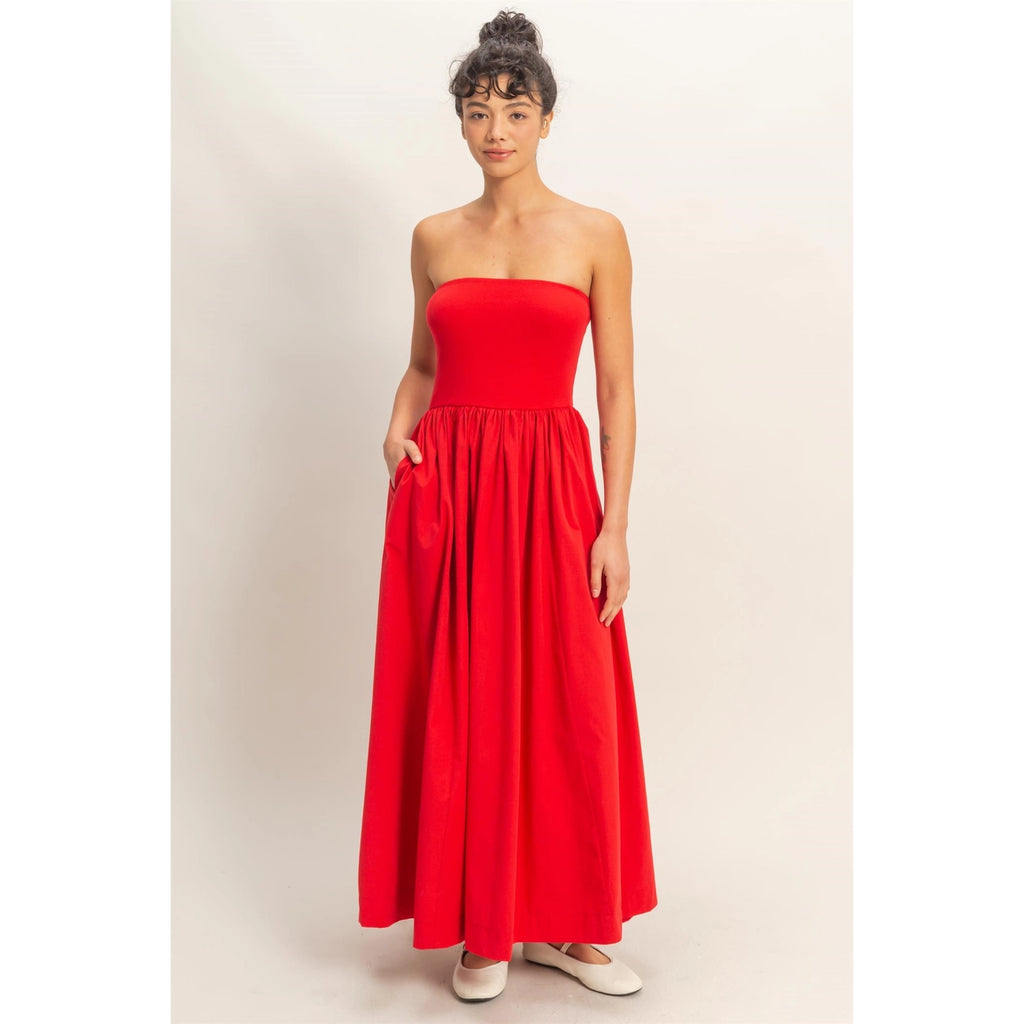 Strapless Crispy Cotton Dress