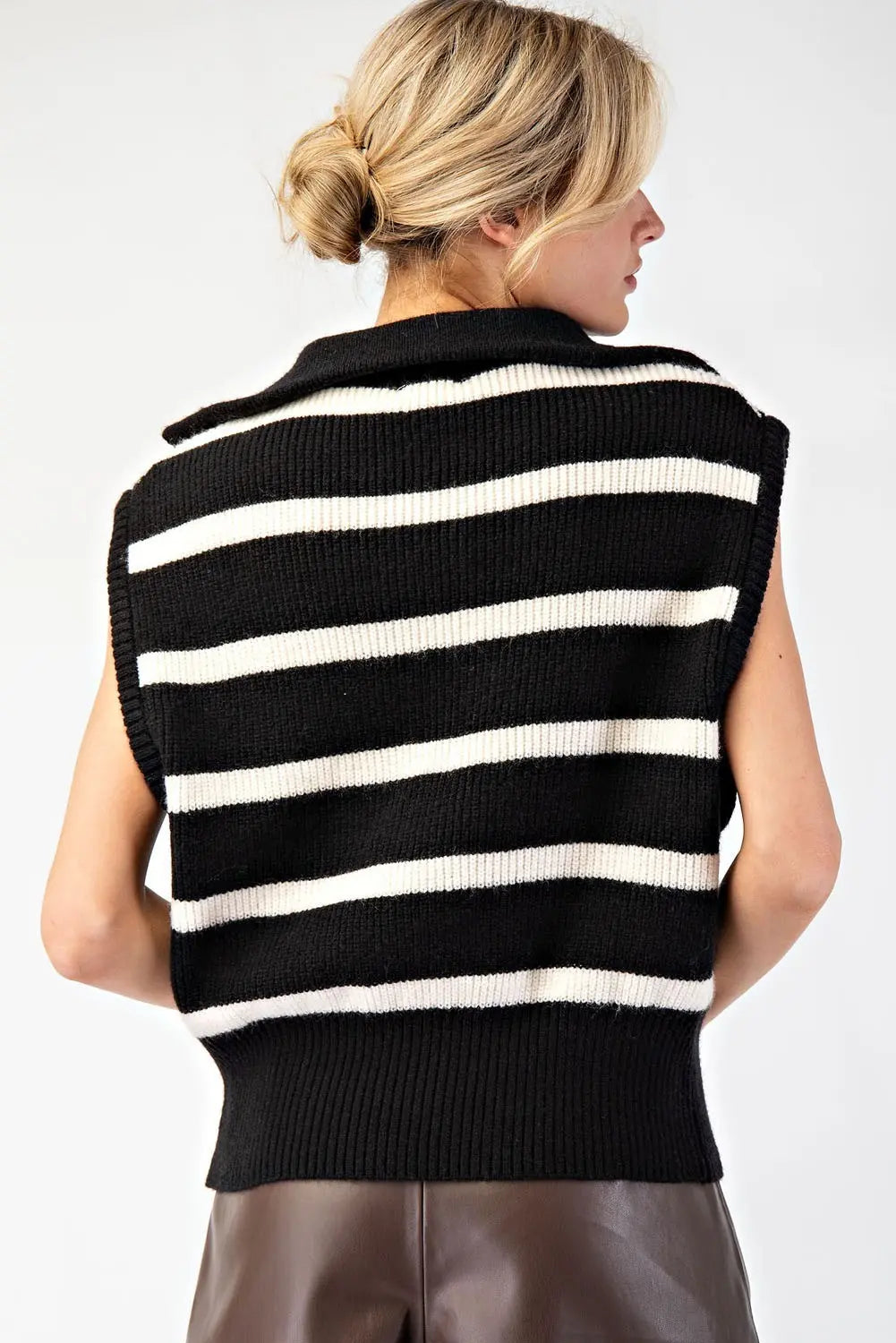 Striped Sleeveless Sweater Pullover