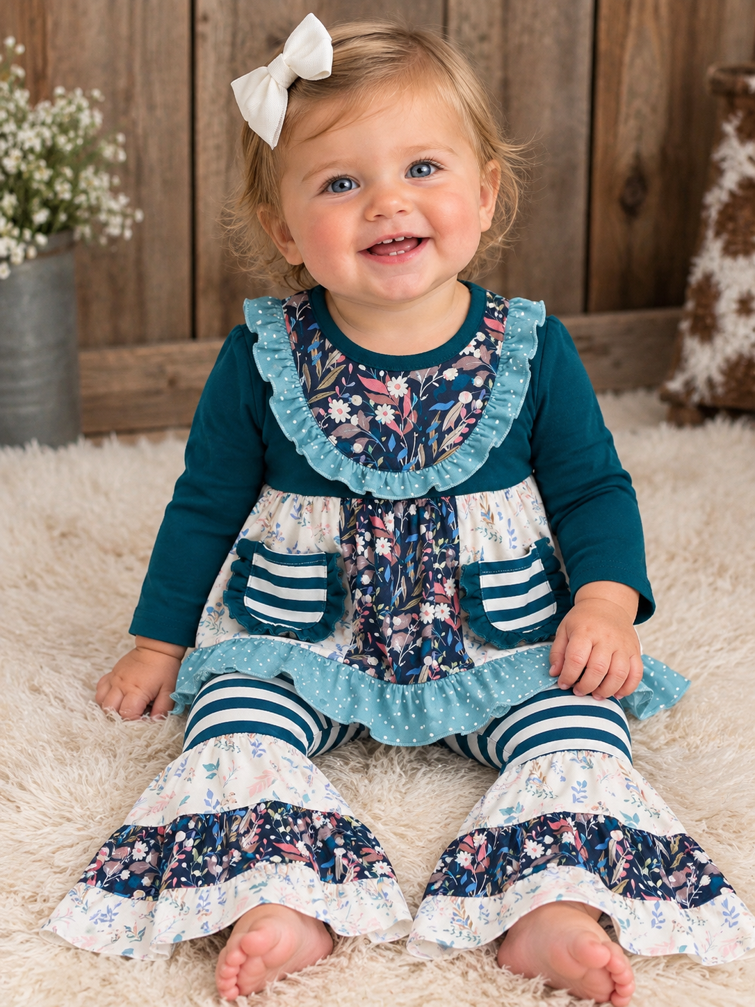 Vintage Garden Pocket Flara Bells Outfit