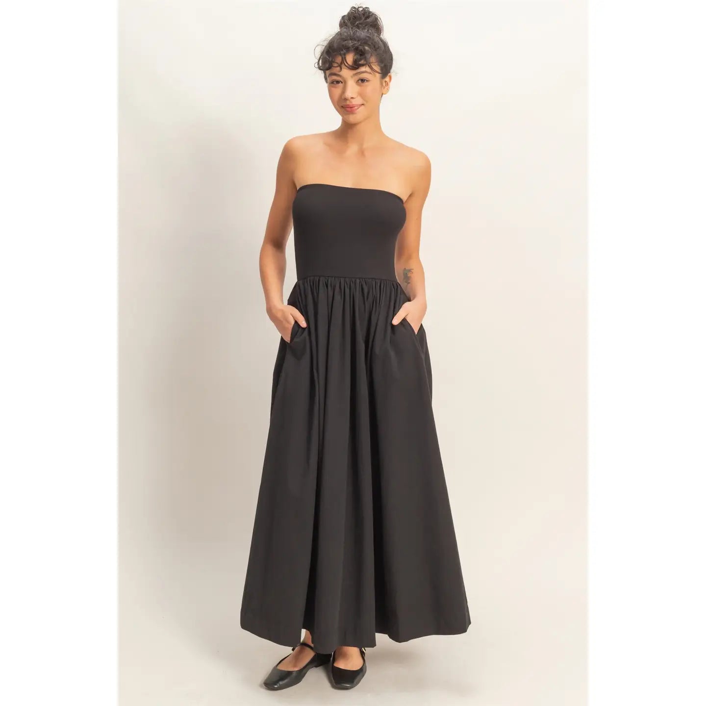 Strapless Crispy Cotton Dress