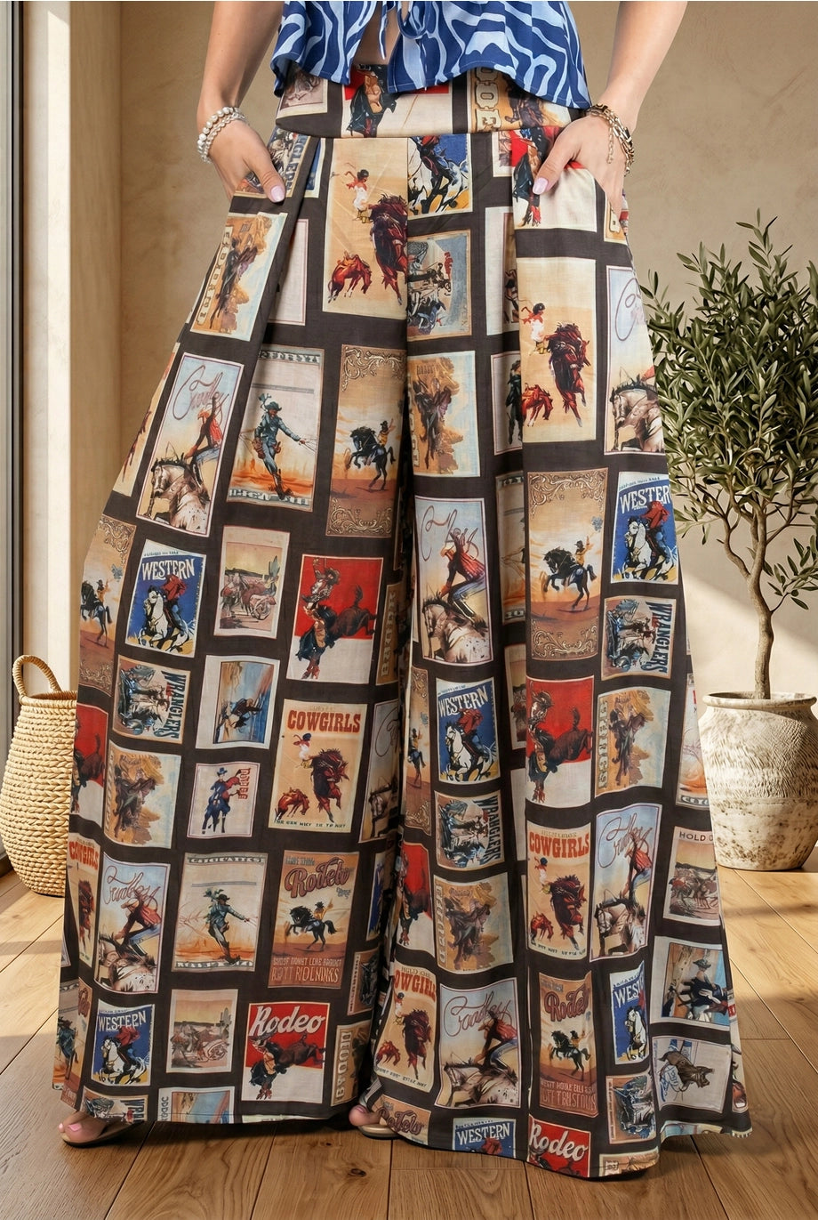 Rodeo Poster Collage Swing Pants