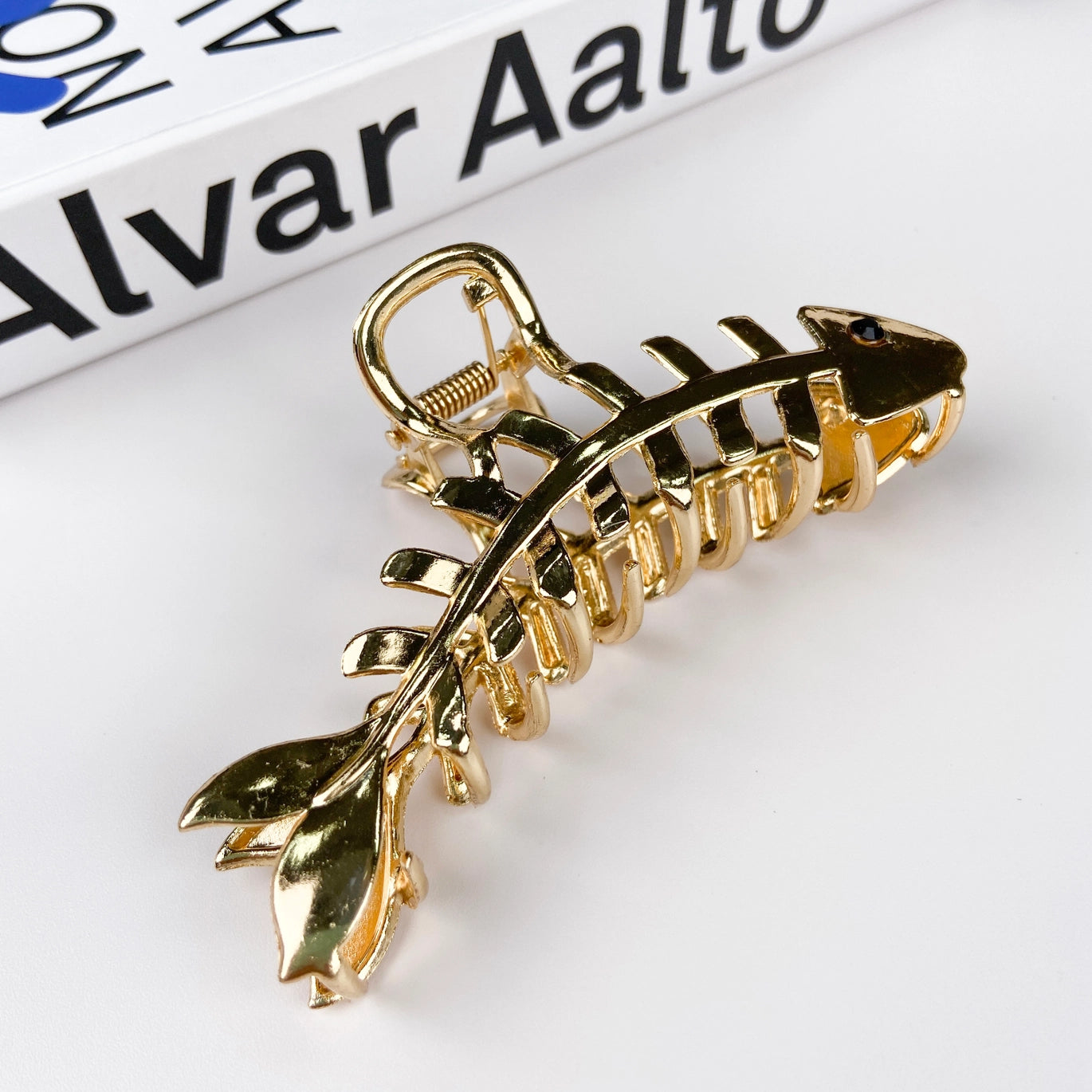 Fish Bone Metal Claw Clip - 4x1 inch