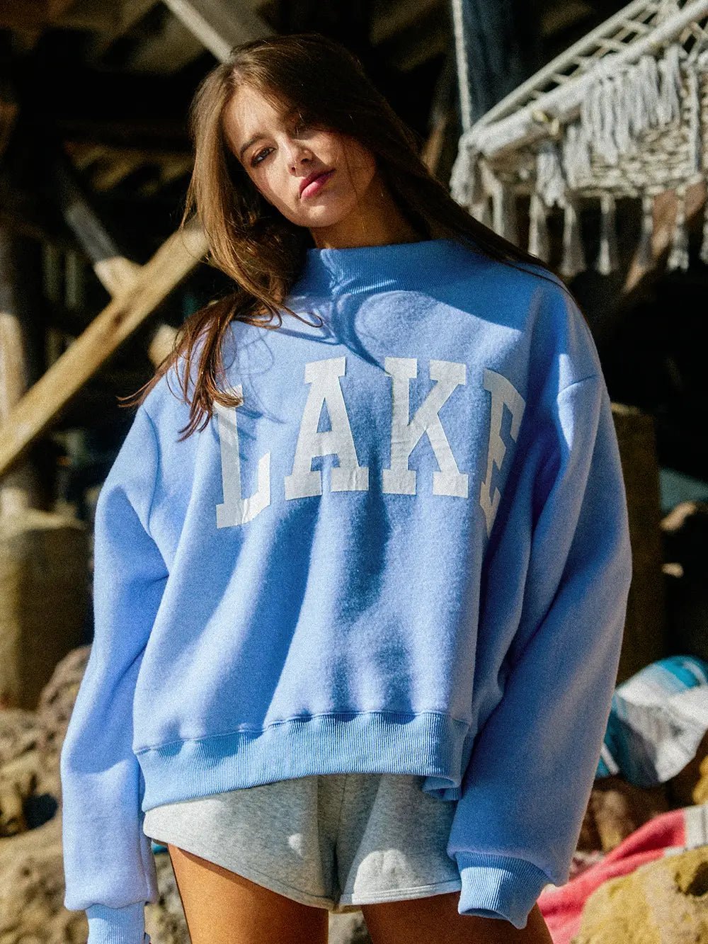 Beach/Lake Reversible Mock Neck Sweatshirt
