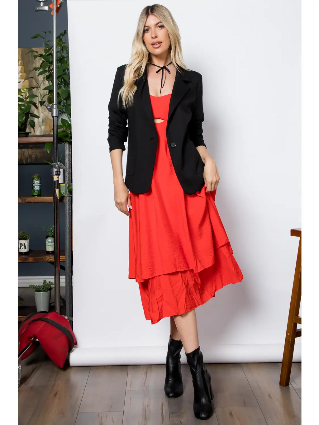 Ponte One Button Front /W Patch Pocket Blazer