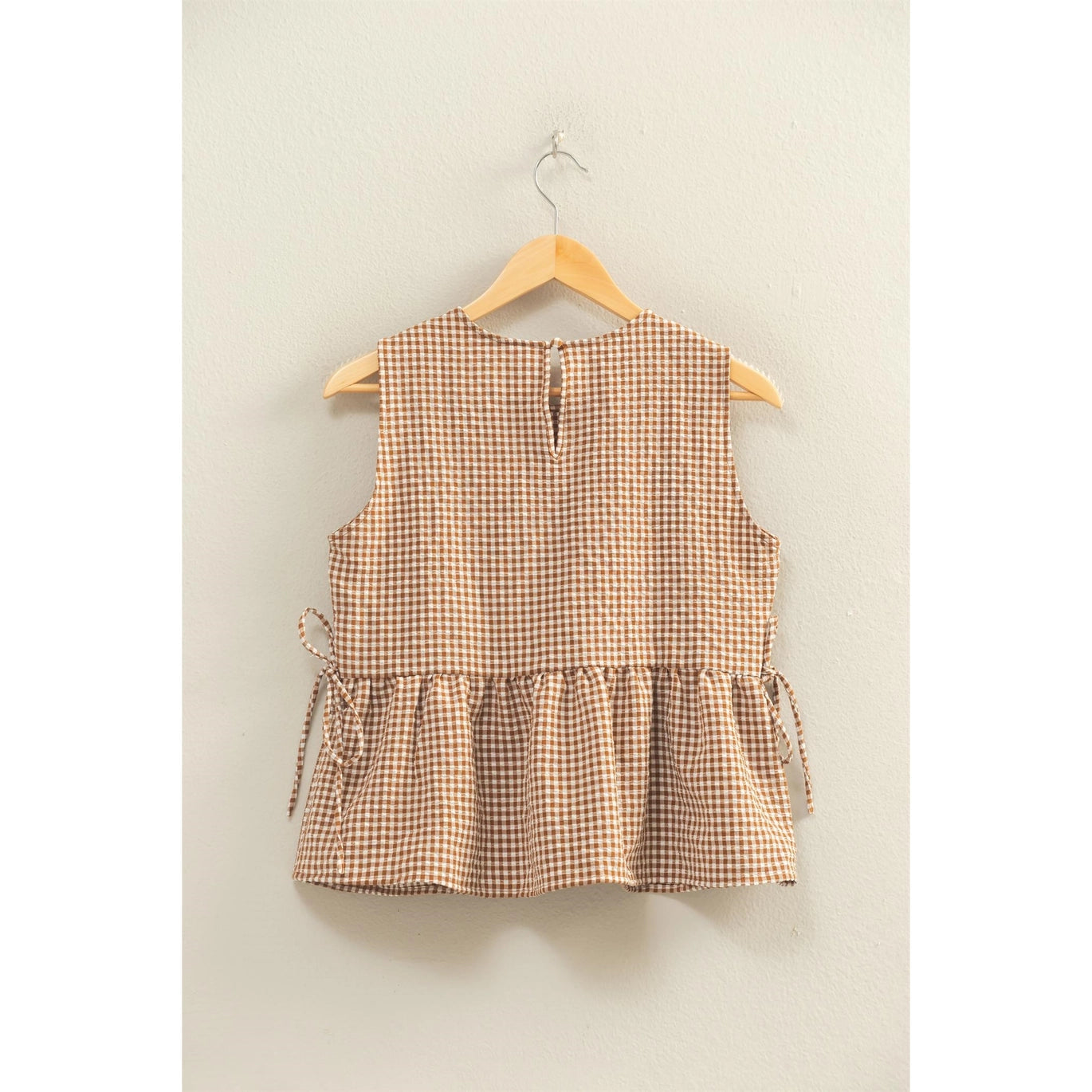 Gingham Sleeveless Peplum Top