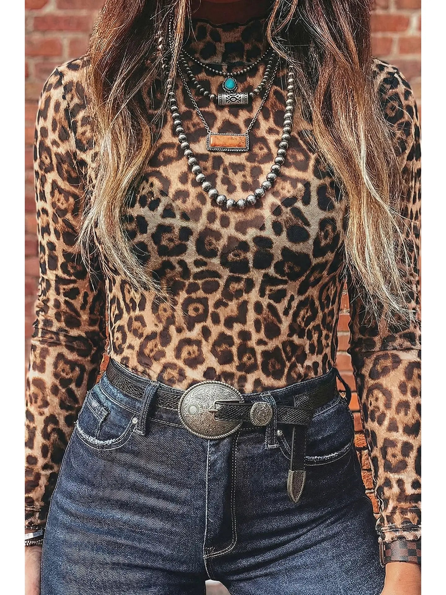 Leopard Mesh Top