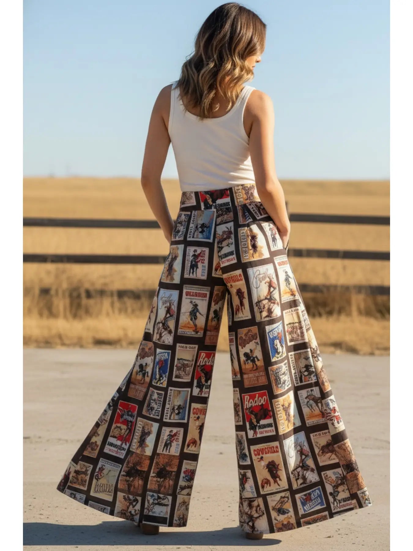 Rodeo Poster Collage Swing Pants