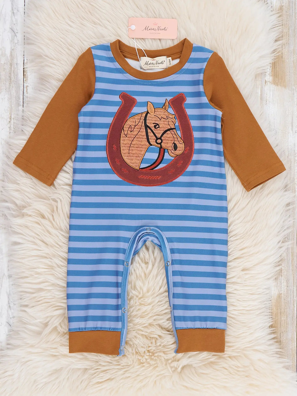 Lucky Horse Embroidered Romper
