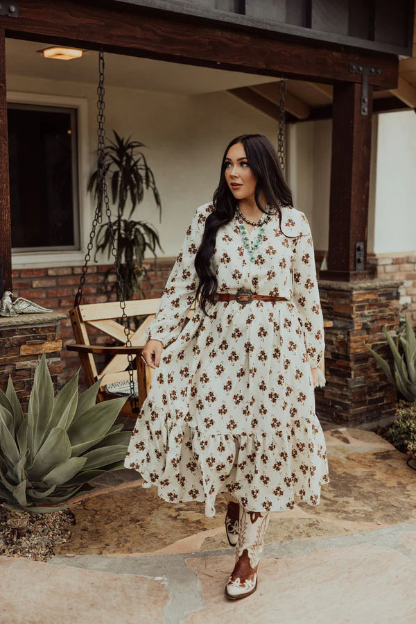 Vintage Floral Design Maxi Dress