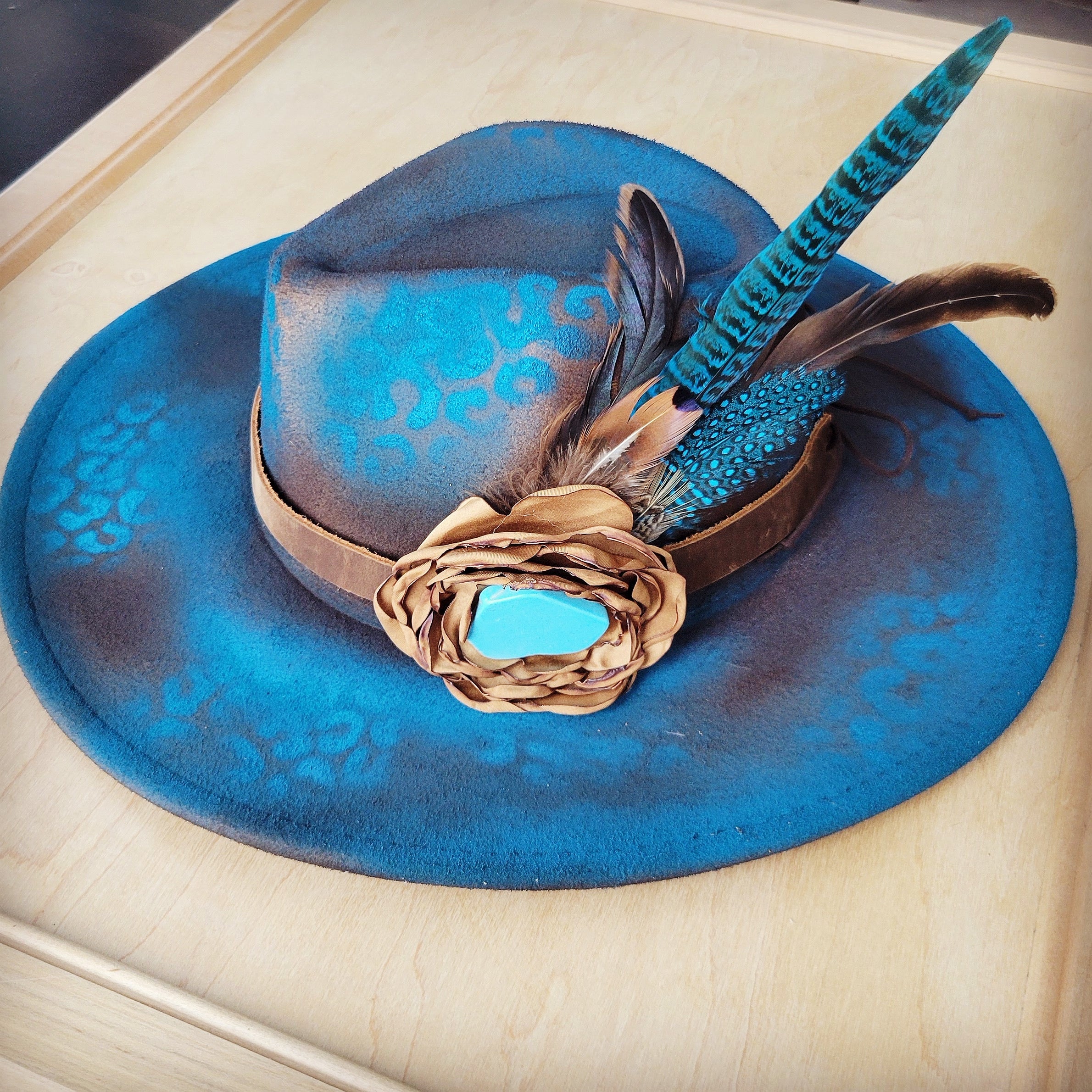 CUSTOM Hand-Painted Cowgirl Western Boho Hat A112