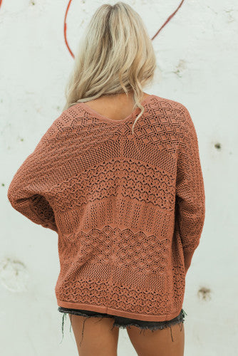 Rust Light Weight Knit Cardigan