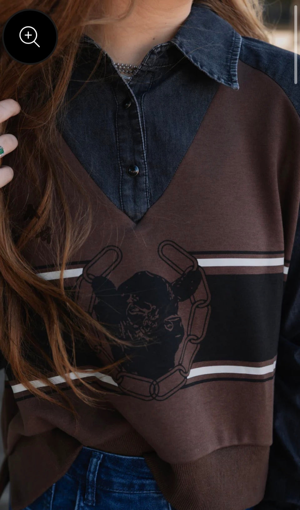 2 FLY - Call Em Home Angus Denim and Knit Top