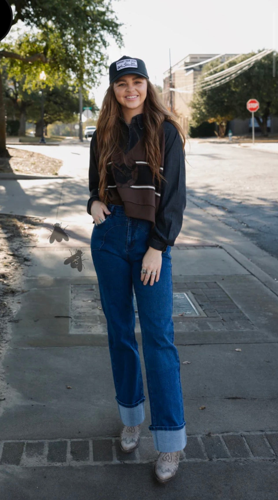 2 FLY - Call Em Home Angus Denim and Knit Top