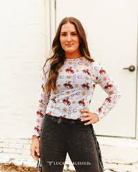 Rodeo Mesh - Plus Size Long Sleeve Top by Lucky and Blessed