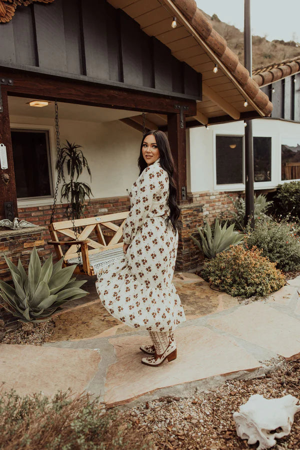 Vintage Floral Design Maxi Dress