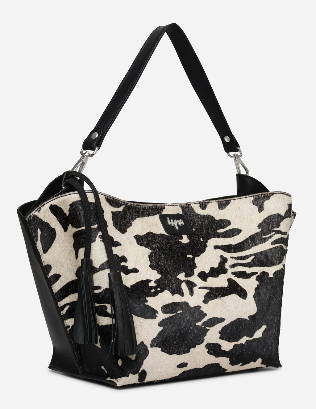 Hyna Iconic Opal Tassel Handbag (B&W)