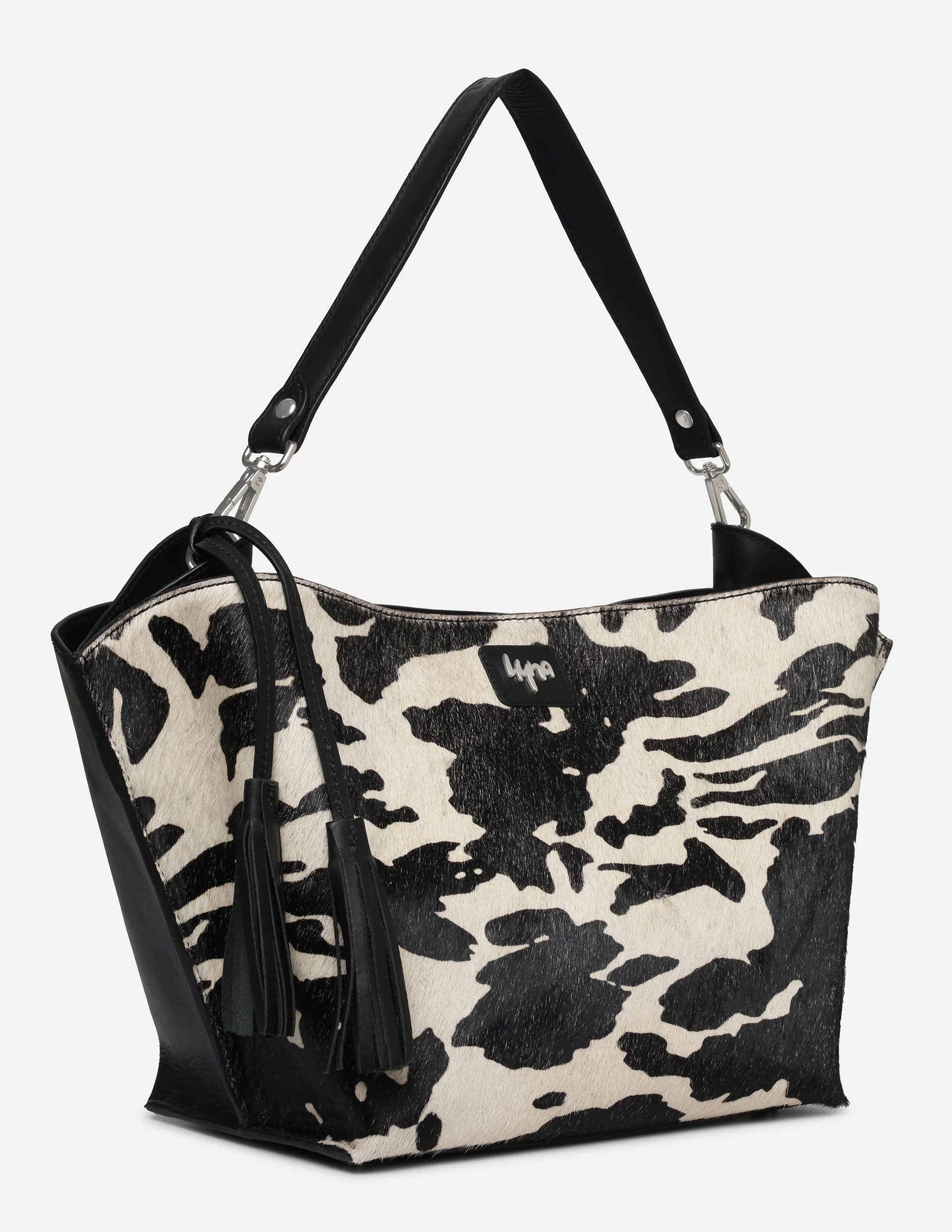 Hyna Iconic Opal Tassel Handbag (B&W)
