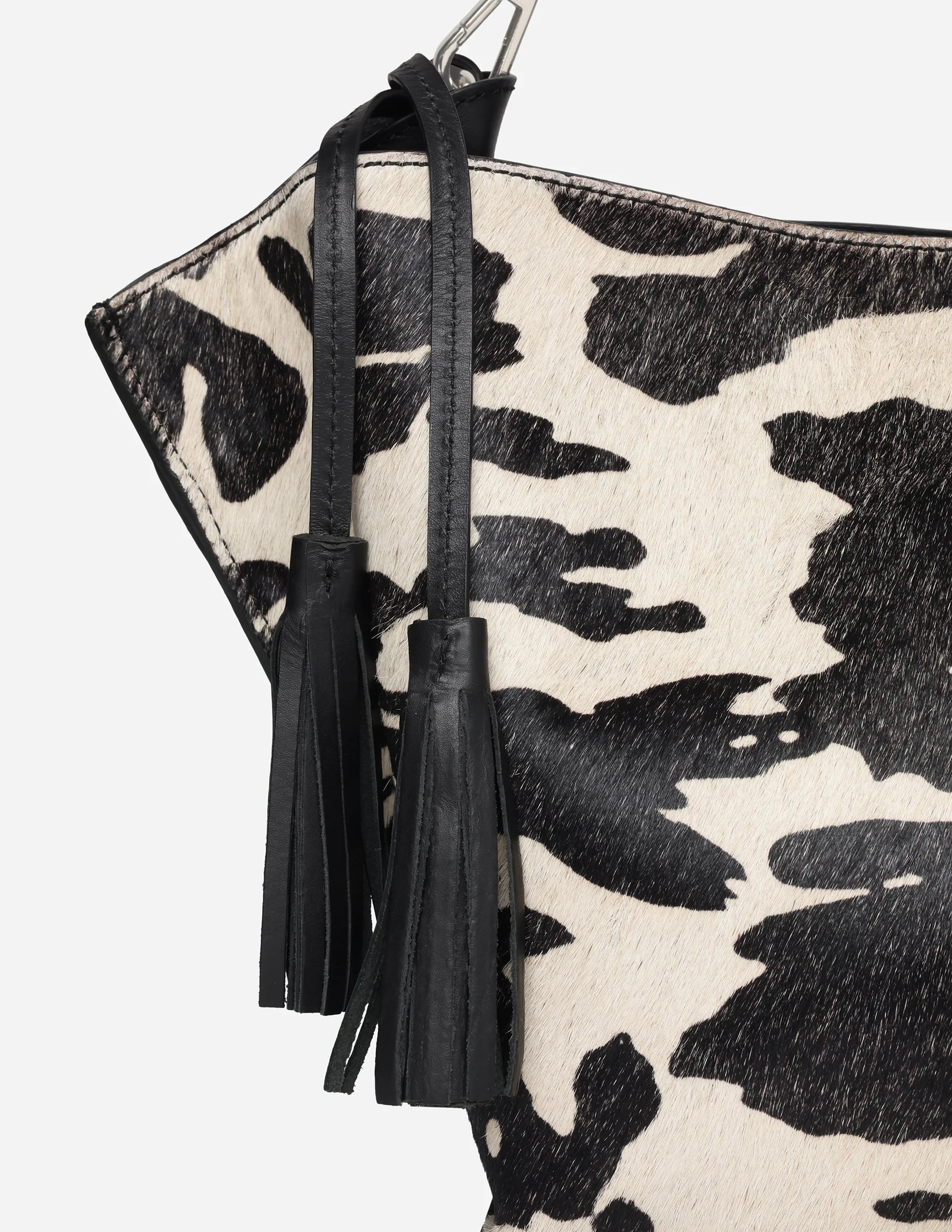 Hyna Iconic Opal Tassel Handbag (B&W)