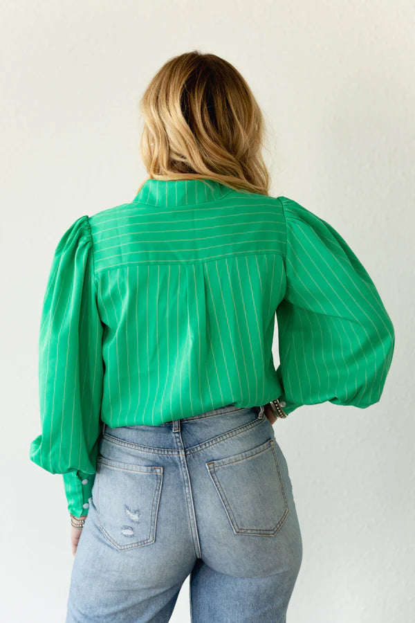Green Pinstripe Blouse