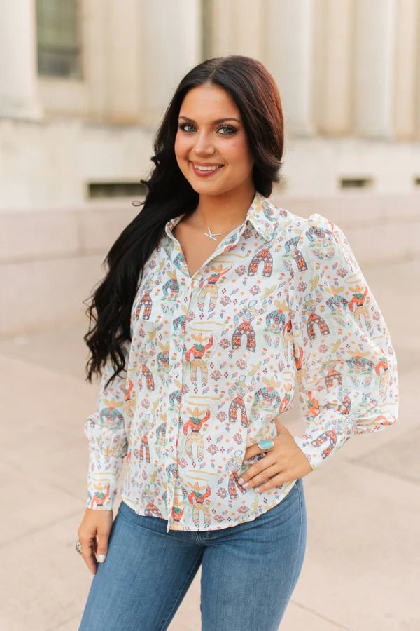 The Roping Cowboy Blouse